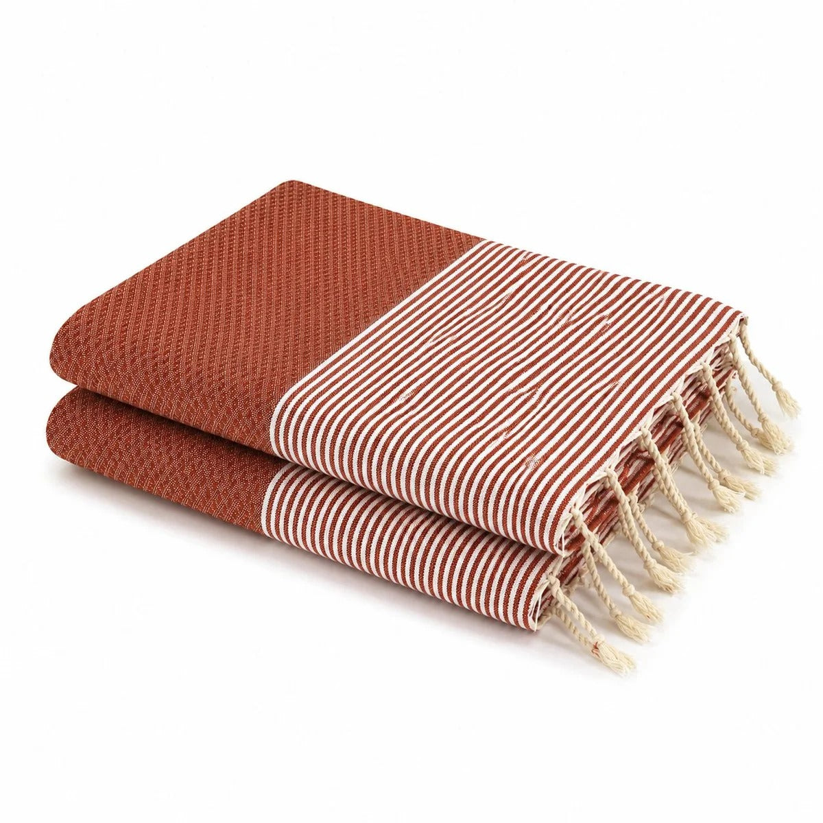 Lot de 2 foutas nid d'abeille coton 100x200 IBIZA Terracotta
