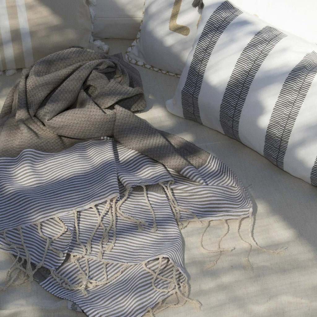 Lot de 2 foutas nid d'abeille coton 100x200 IBIZA Taupe clair
