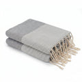 Lot de 2 foutas nid d'abeille coton 100x200 IBIZA Gris perle
