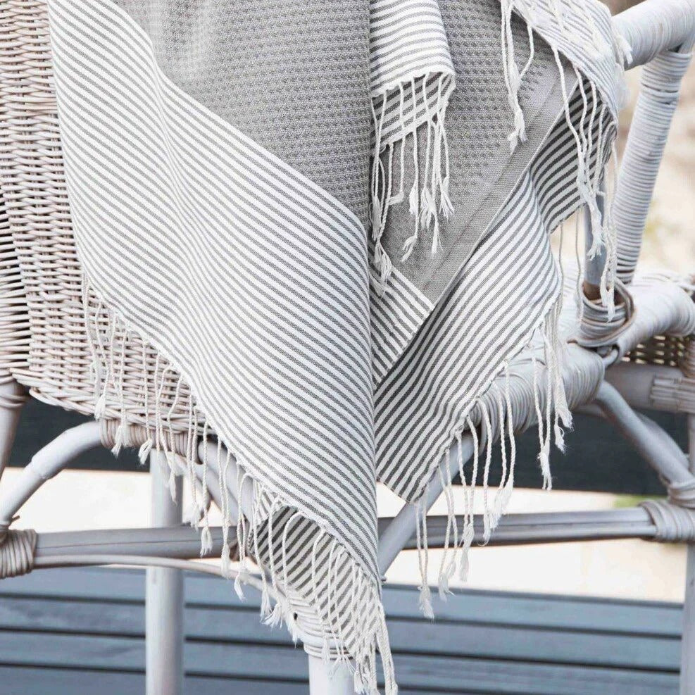 Lot de 2 foutas nid d'abeille coton 100x200 IBIZA Gris perle