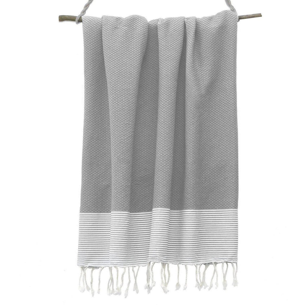Lot de 2 foutas nid d'abeille coton 100x200 IBIZA Gris perle