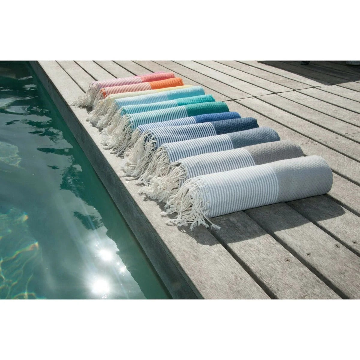 Lot de 2 foutas nid d'abeille coton 100x200 IBIZA Gris perle