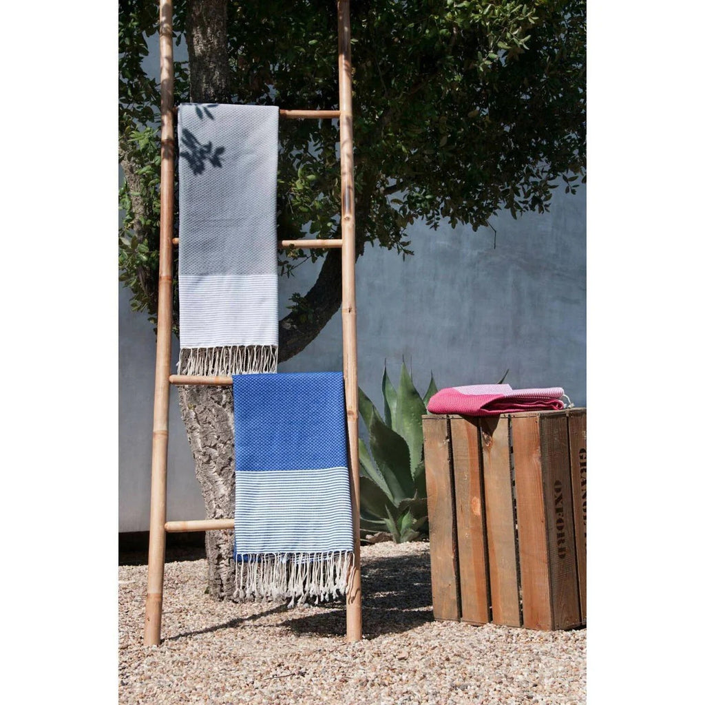 Lot de 2 foutas nid d'abeille coton 100x200 IBIZA Gris perle