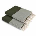 Lot de 2 foutas nid d'abeille coton 100x200 IBIZA vert kaki
