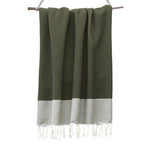 Lot de 2 foutas nid d'abeille coton 100x200 IBIZA vert kaki
