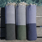Lot de 2 foutas nid d'abeille coton 100x200 IBIZA vert kaki