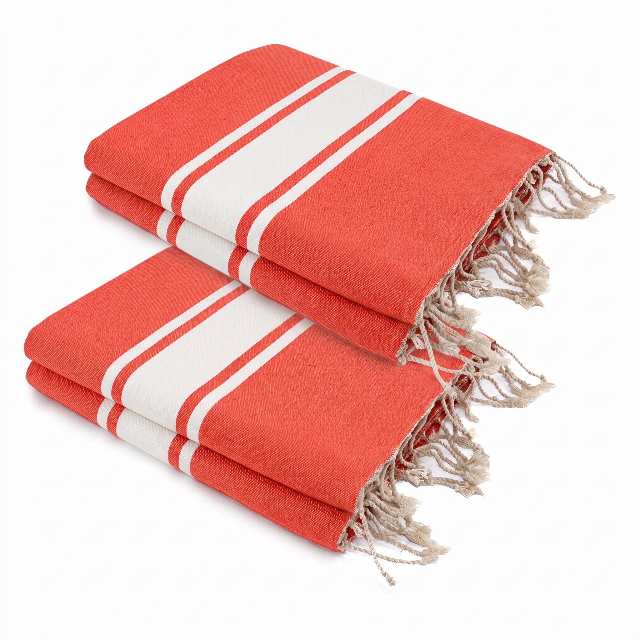 Lot de 2 foutas XXL coton 200x200 ST TROPEZ Rouge corail