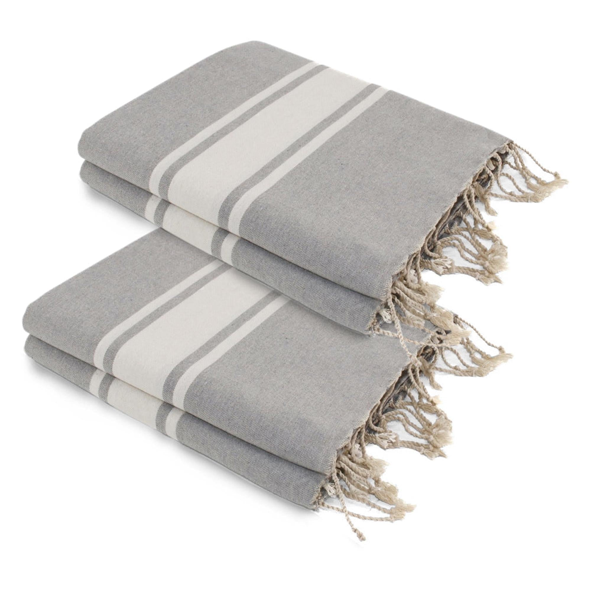 Lot de 2 foutas XXL coton 200x200 ST TROPEZ Gris perle