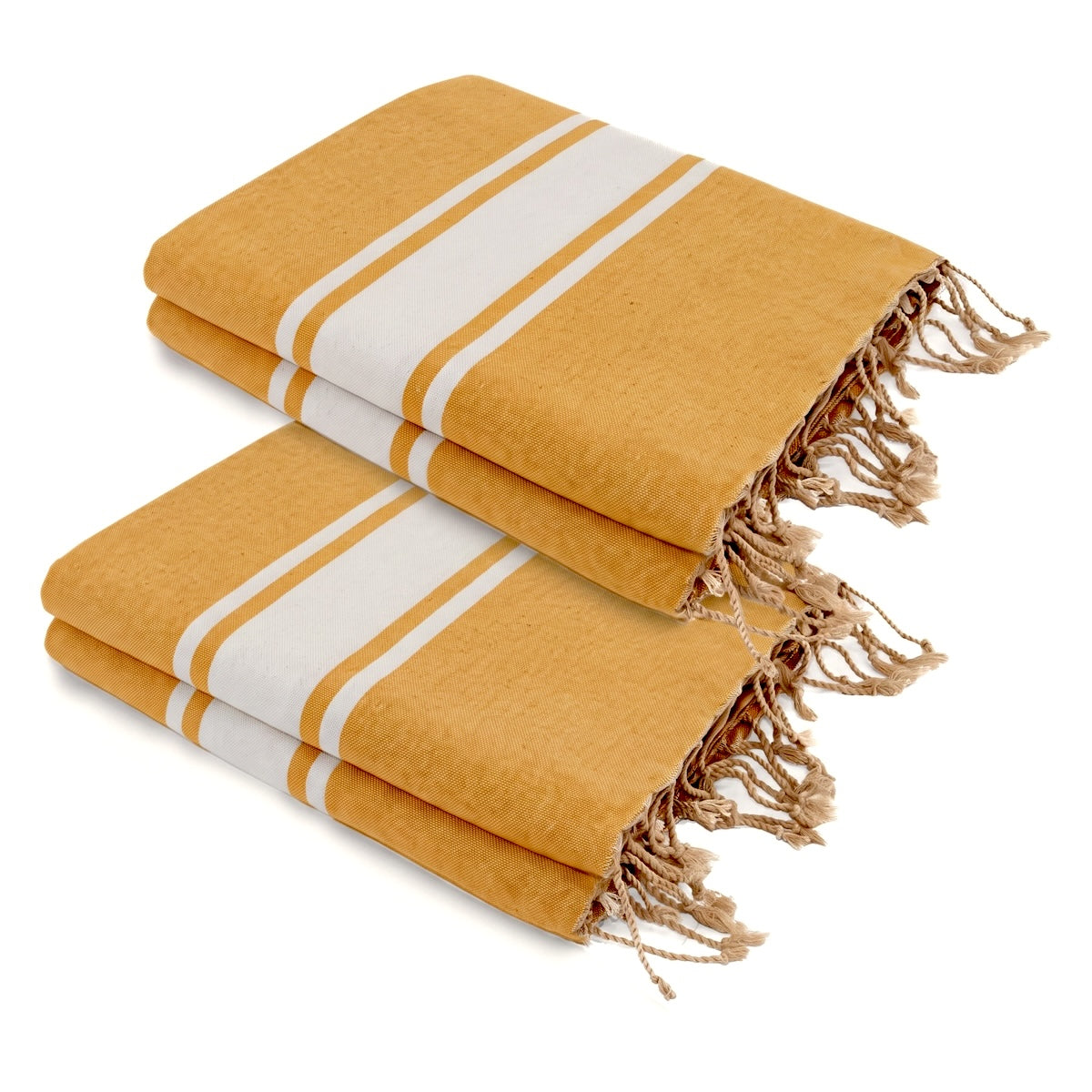 Lot de 2 foutas XXL coton 200x200 ST TROPEZ Jaune safran