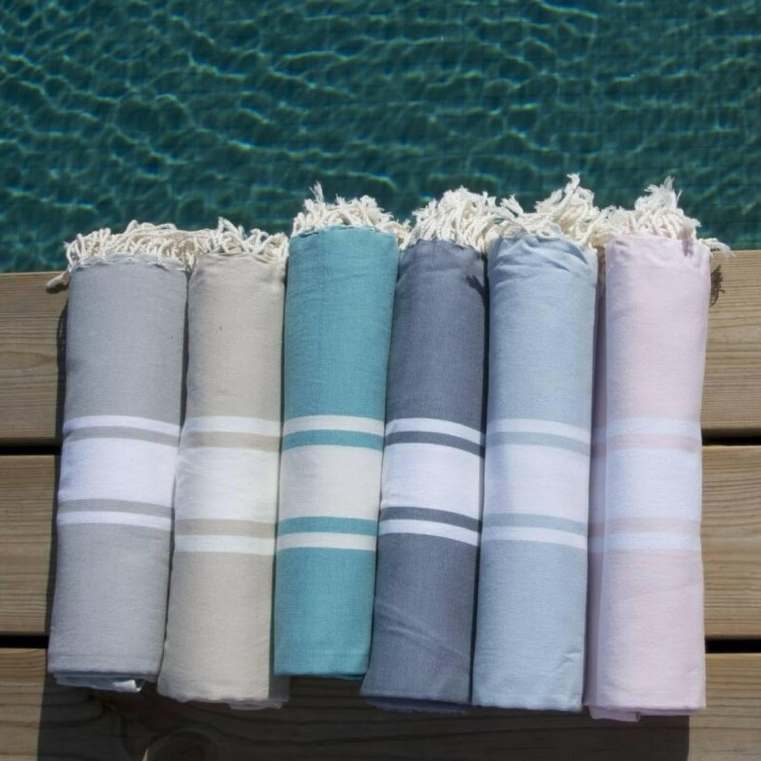 Lot de 2 foutas XXL coton 200x200 ST TROPEZ Beige