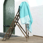 Lot de 2 foutas XXL nid d'abeille coton 200x200 IBIZA Vert turquoise