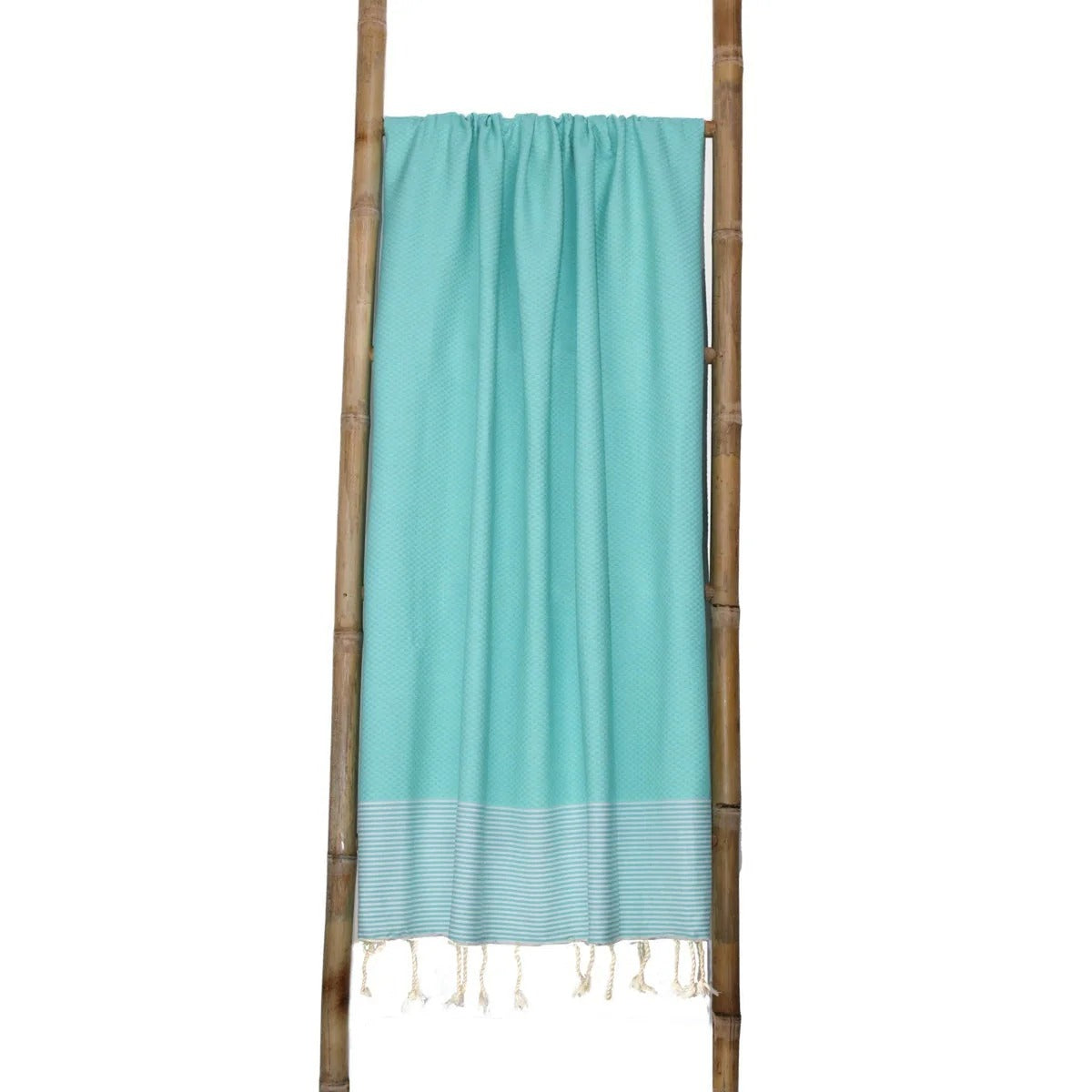 Lot de 2 foutas XXL nid d'abeille coton 200x200 IBIZA Vert turquoise
