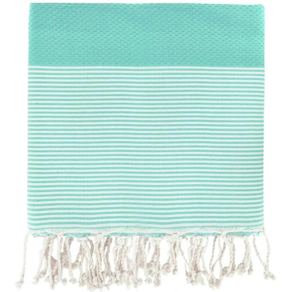 Lot de 2 foutas XXL nid d'abeille coton 200x200 IBIZA Vert turquoise