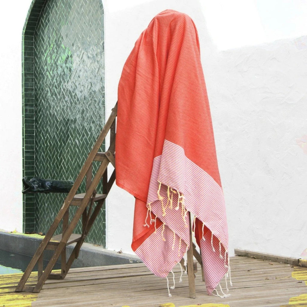 Lot de 2 foutas XXL nid d'abeille coton 200x200 IBIZA