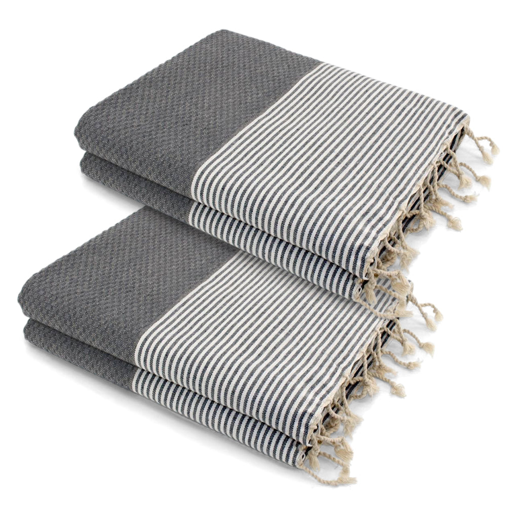 Lot de 2 foutas XXL nid d'abeille coton 200x200 IBIZA Gris moyen