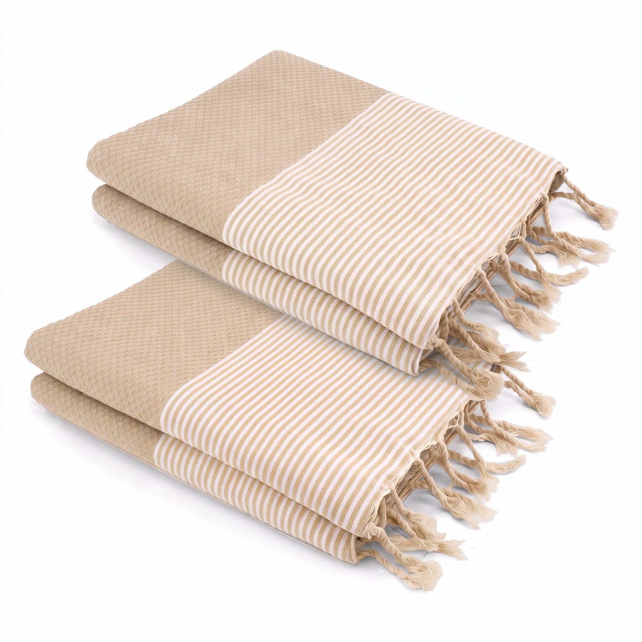 Lot de 2 foutas XXL nid d'abeille coton 200x200 IBIZA Beige