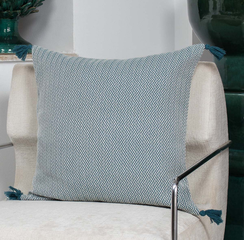 Coussin coton 50x50 MEGEVE bleu pétrole