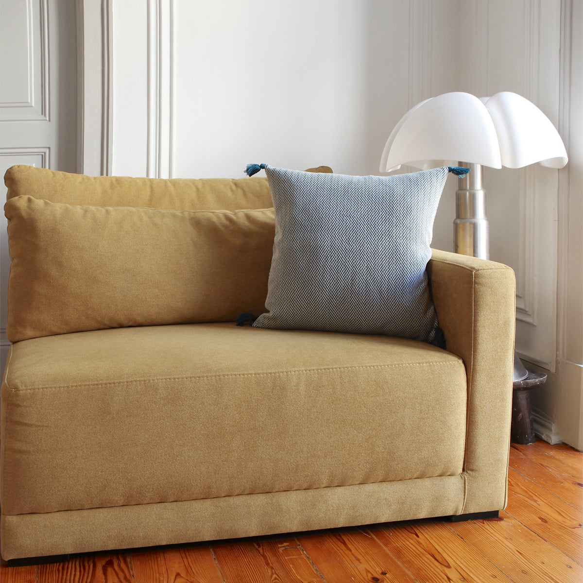 Coussin coton 50x50 MEGEVE bleu pétrole