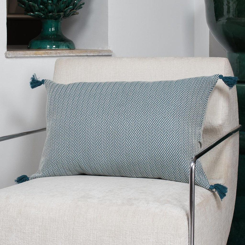 Coussin coton 60x40 MEGEVE bleu pétrole