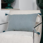Coussin coton 60x40 MEGEVE bleu pétrole