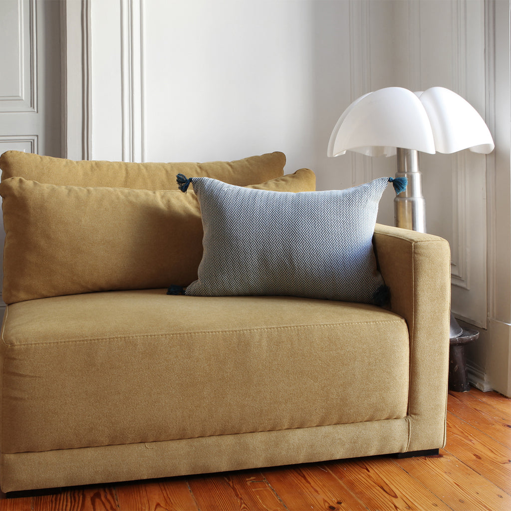 Coussin coton 60x40 MEGEVE bleu pétrole