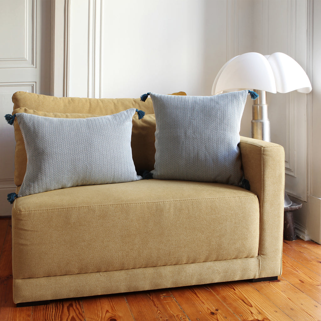 Coussin coton 60x40 MEGEVE bleu pétrole