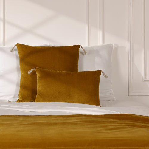 Coussin coton 60x40 DANUBE jaune moutarde