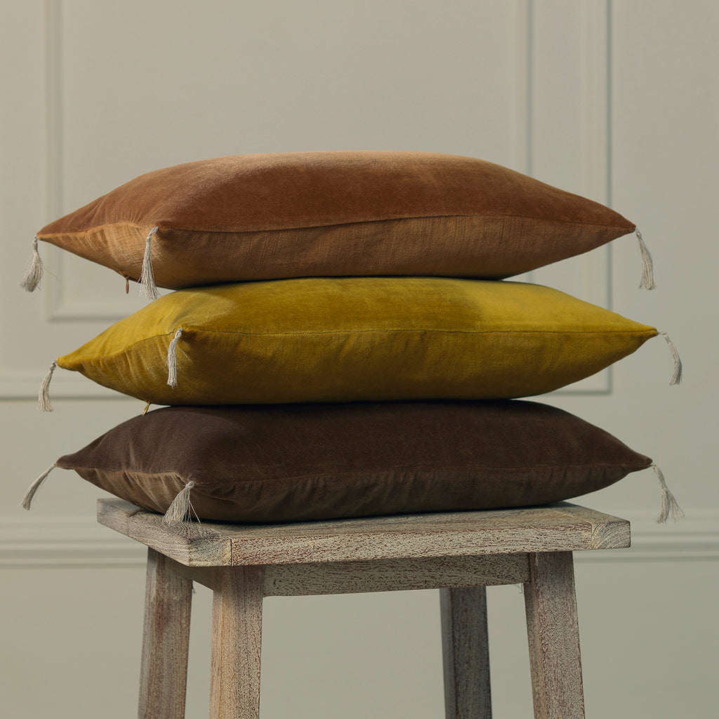 Coussin coton 60x40 DANUBE jaune moutarde