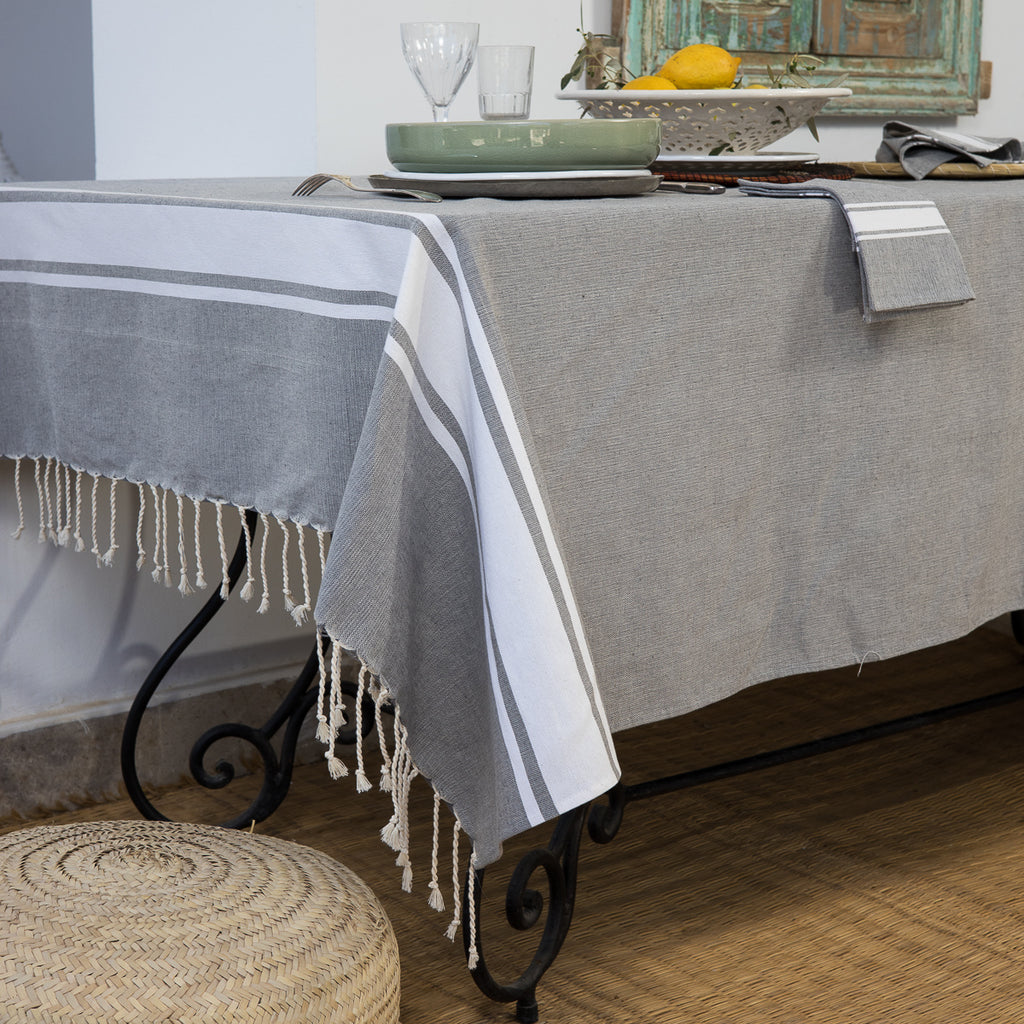 Nappe coton 180x300 ST TROPEZ gris moyen
