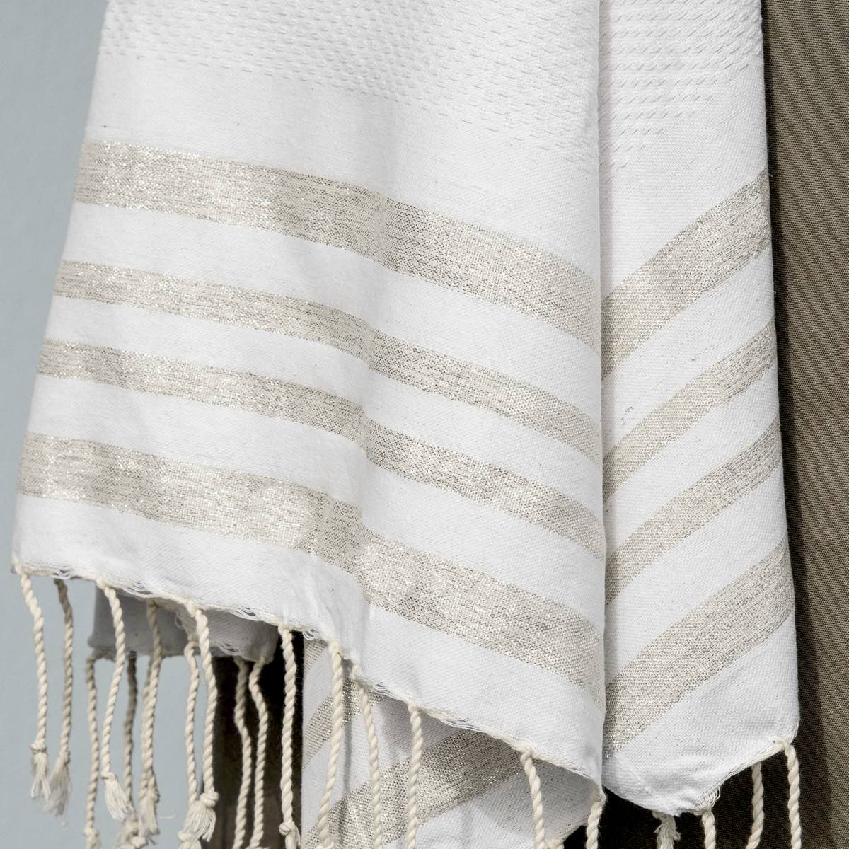 Fouta nid d'abeille lurex coton HAMPTONS 100x200