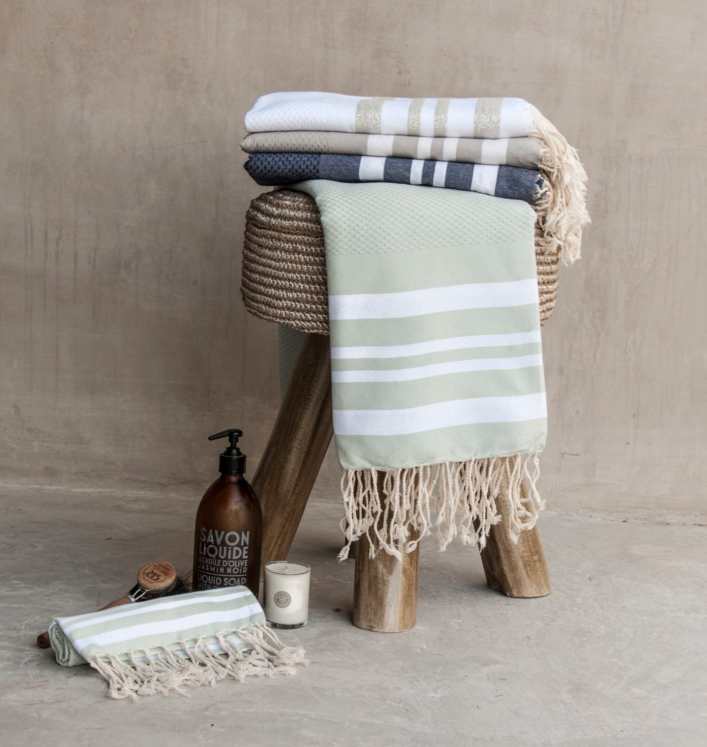 Fouta nid d'abeille lurex coton HAMPTONS 100x200