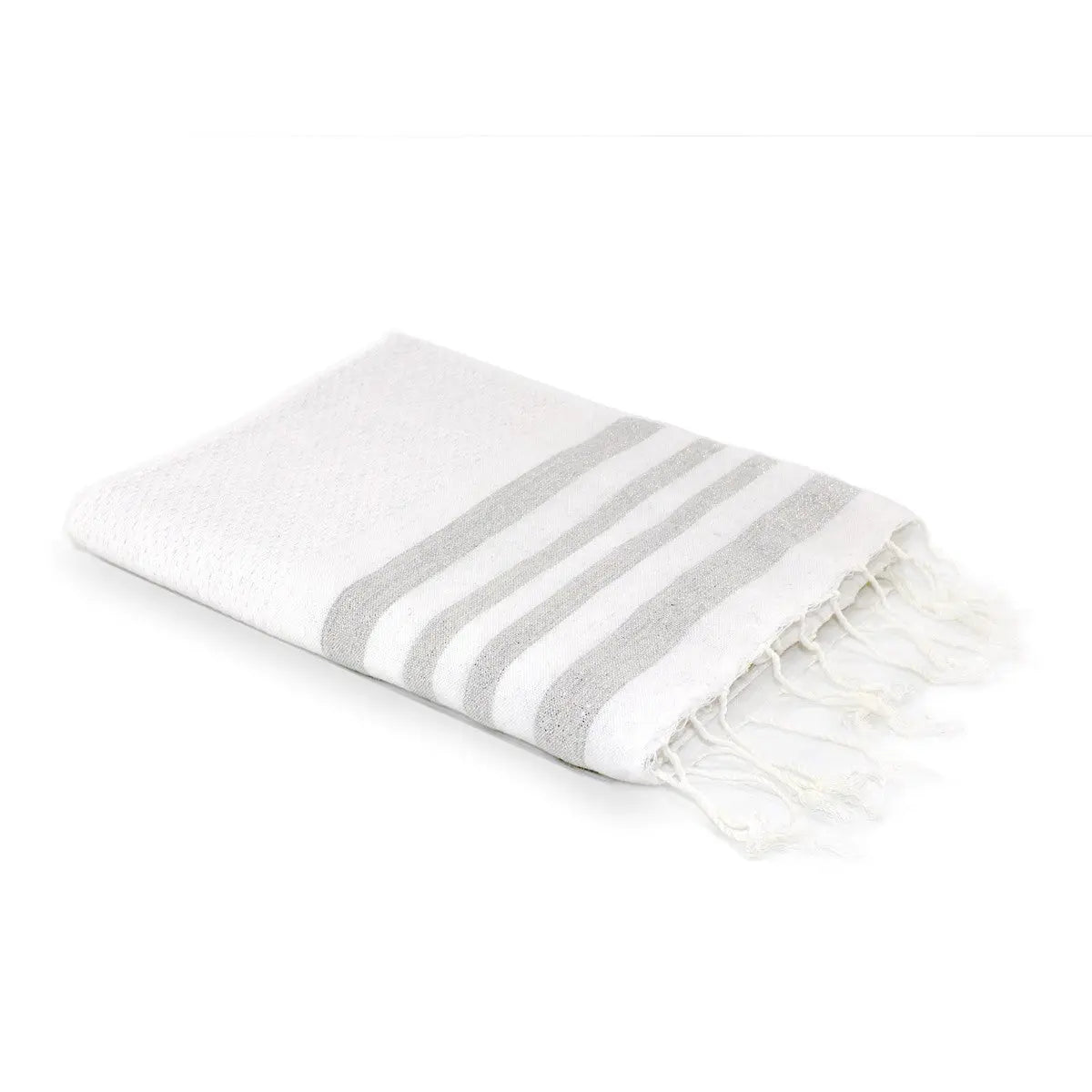 Fouta nid d'abeille coton 100x200 HAMPTONS - vert sauge / argent - febronie.com
