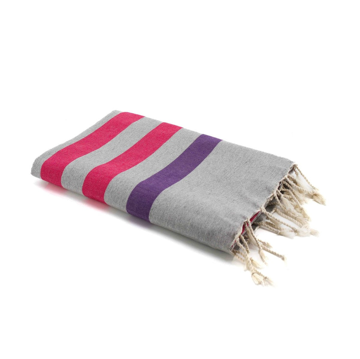 Fouta tricolore coton 100x200 ARCACHON - bleu grec / bleu / noir - febronie.com