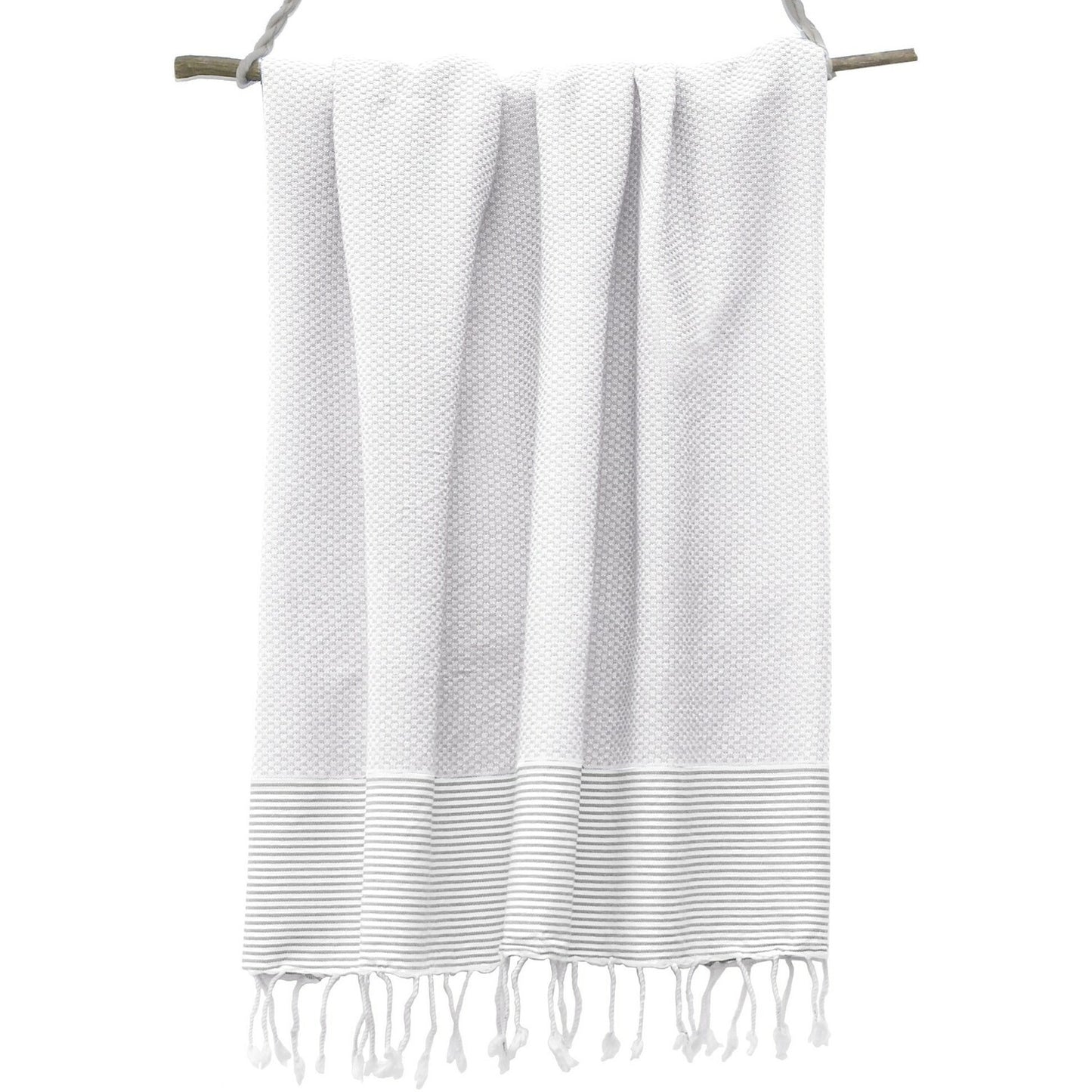 Fouta nid d'abeille blanche coton IBIZA 100x200