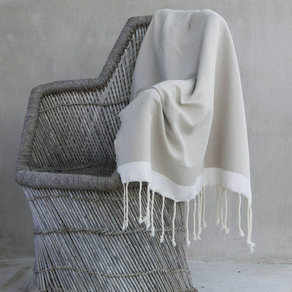 Plaid coton taupe clair / écru COURCHEVEL    febronie.com