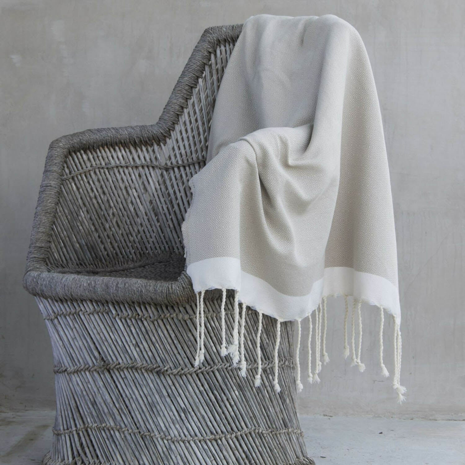 Plaid coton taupe clair / écru COURCHEVEL    febronie.com