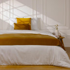 Chemin de lit velours de coton 90x200 DANUBE - brun tabac