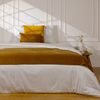 Chemin de lit velours de coton 90x200 DANUBE - brun tabac