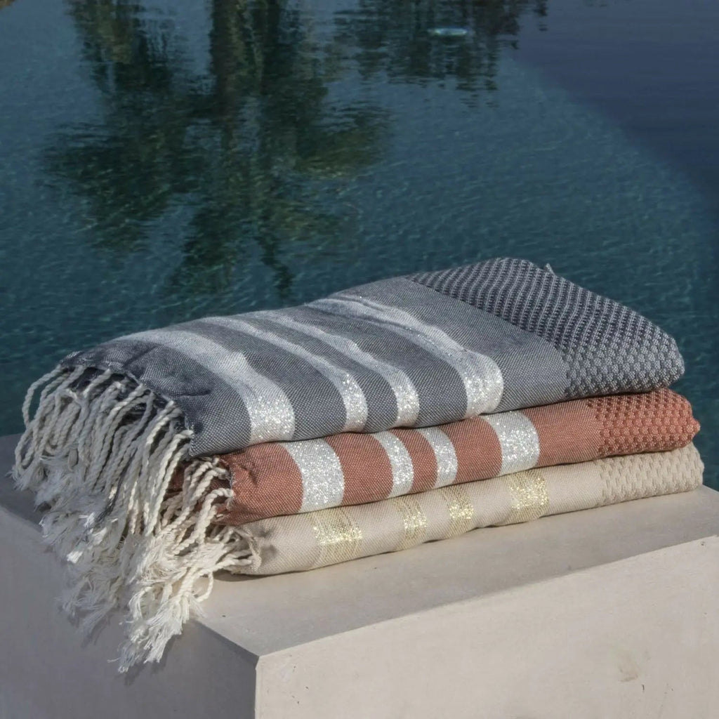 Fouta nid d'abeille coton 100x200 HAMPTONS    febronie.com