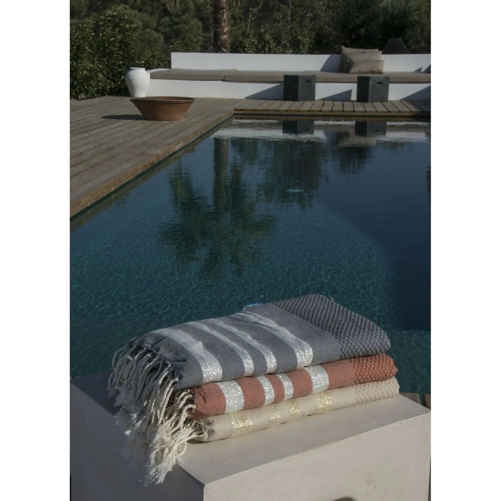 Fouta nid d'abeille coton 100x200 HAMPTONS    febronie.com