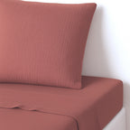 Drap plat gaze de coton 270x300 CARLA - rouge toscane