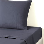 Drap plat gaze de coton 270x300 CARLA - bleu orage