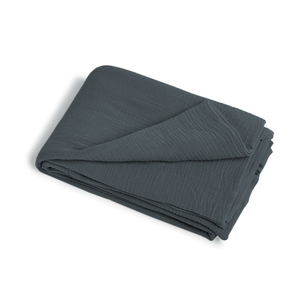 Drap plat gaze de coton 270x300 CARLA - bleu orage
