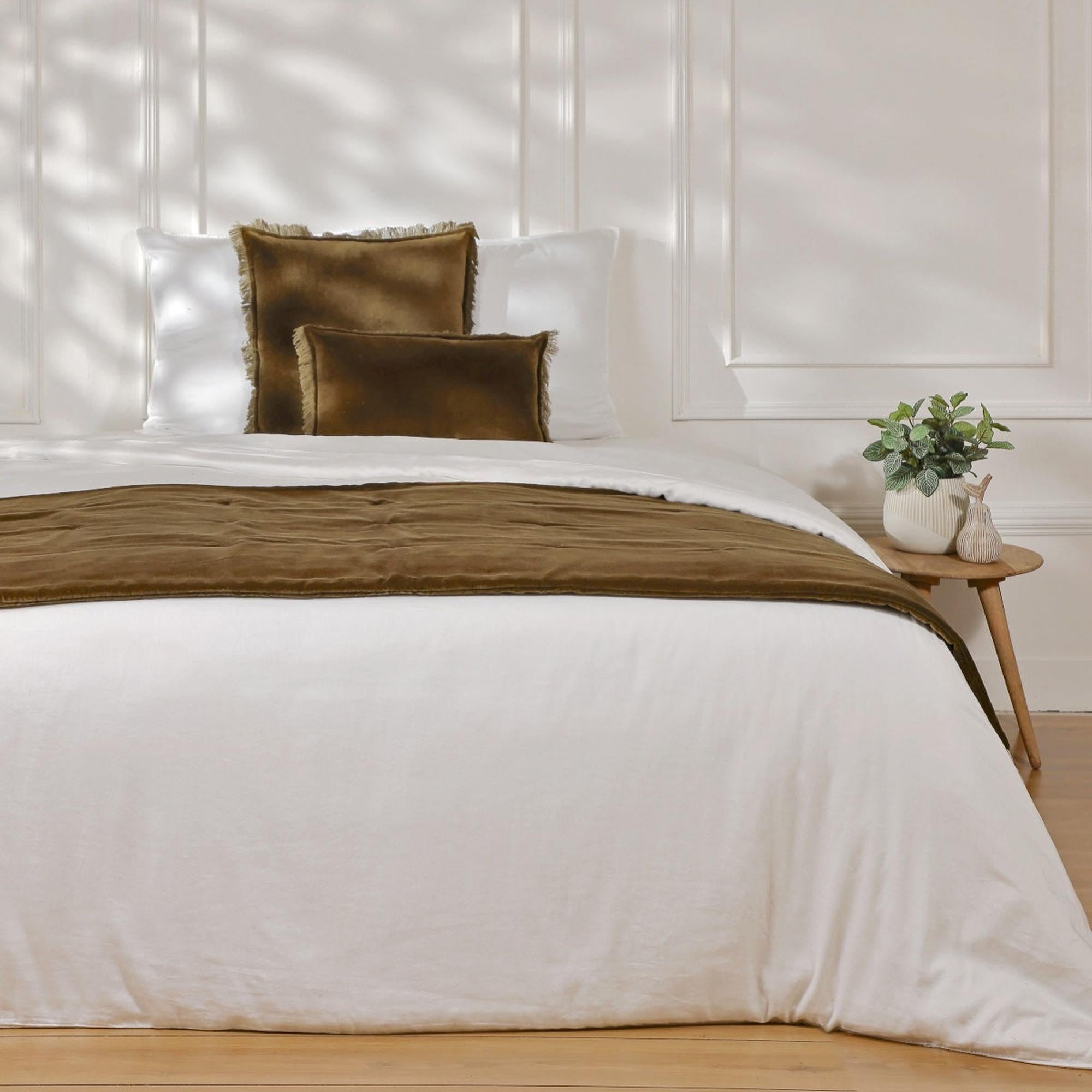 Edredon velours de coton 90x200 DANUBE - brun chêne