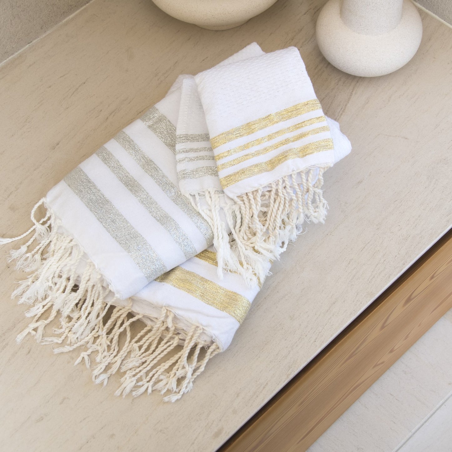 Foutas de bain coton (x3) HAMPTONS 100x200+40x60(x2)