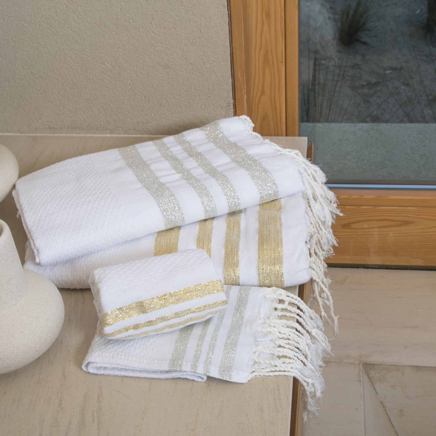 Foutas de bain coton (x3) HAMPTONS 100x200+40x60(x2)