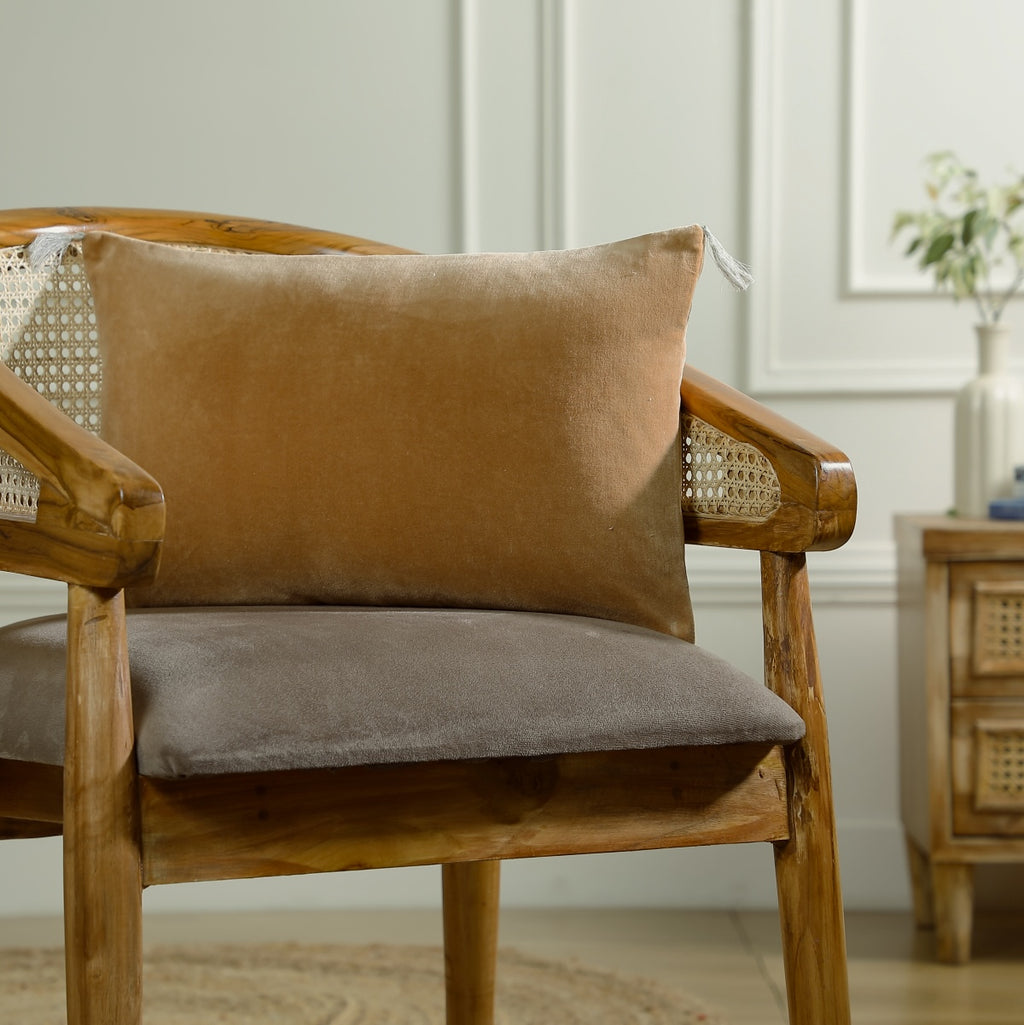 Housse de coussin velours de coton 60x40 DANUBE - camel