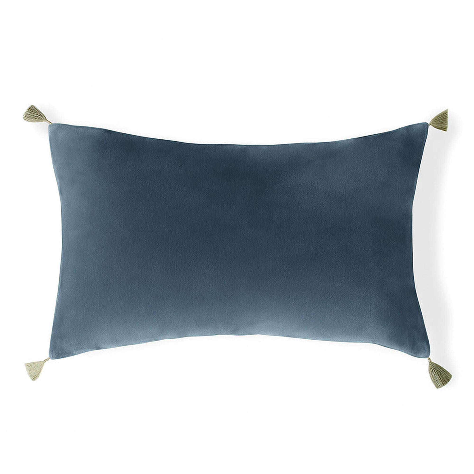 Housse de coussin velours de coton 50x30 DANUBE - bleu orage