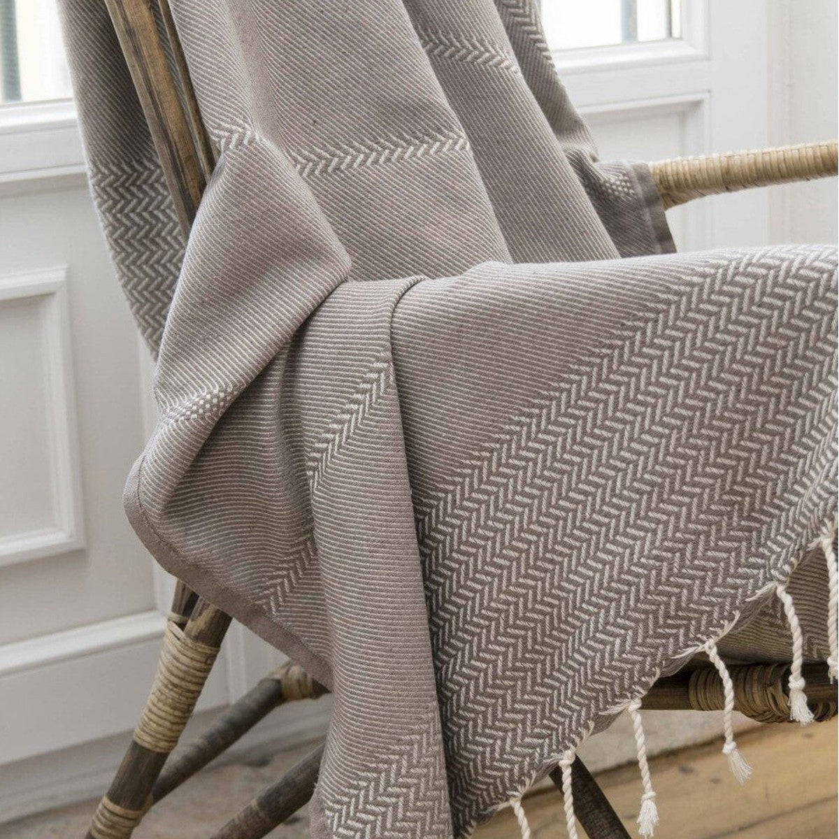 Plaid coton taupe OSLO    febronie.com