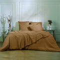 Parure + taies 50x70 gaze de coton noisette CARLA 260x240+2(50x70)